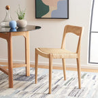 Sedia da pranzo con seduta in vimini e schienale in legno intagliato, 53 cm L x 46 cm P x 79 cm H