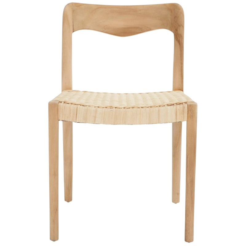 Sedia da pranzo con seduta in vimini e schienale in legno intagliato, 53 cm L x 46 cm P x 79 cm H