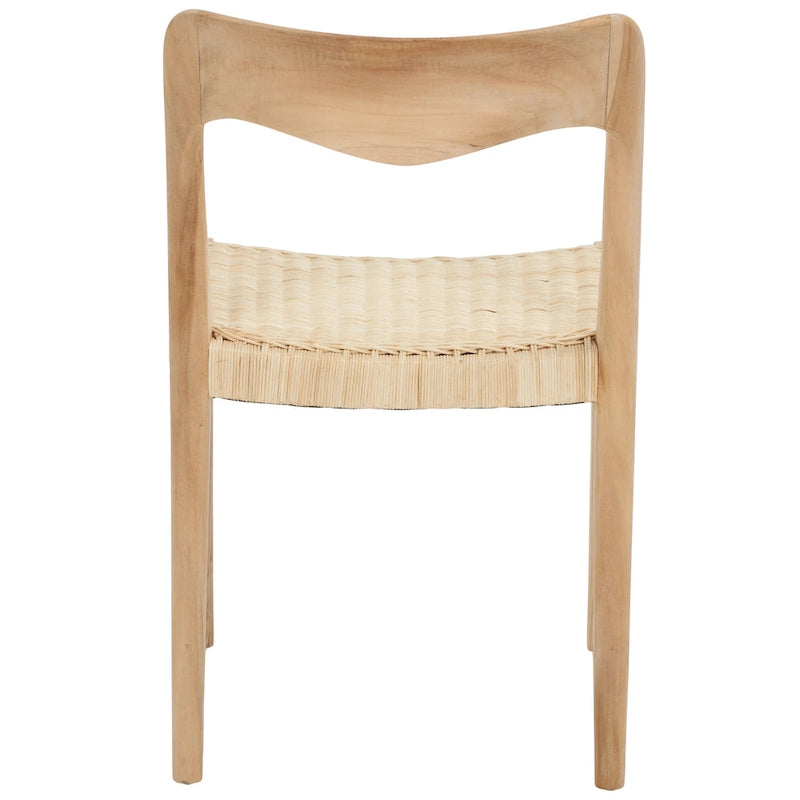 Sedia da pranzo con seduta in vimini e schienale in legno intagliato, 53 cm L x 46 cm P x 79 cm H