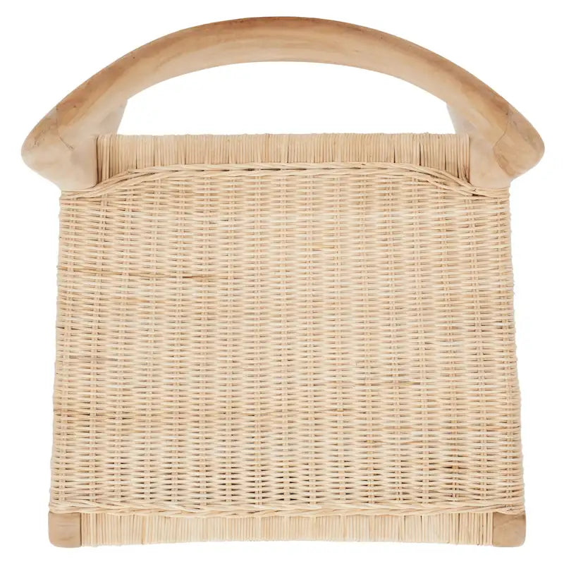 Sedia da pranzo con seduta in vimini e schienale in legno intagliato, 53 cm L x 46 cm P x 79 cm H