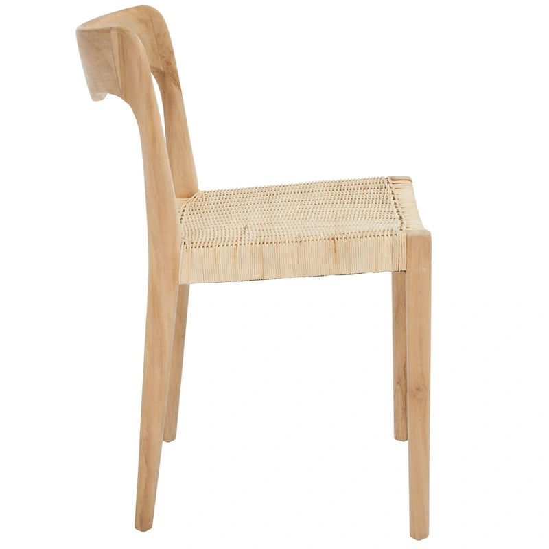 Sedia da pranzo con seduta in vimini e schienale in legno intagliato, 53 cm L x 46 cm P x 79 cm H