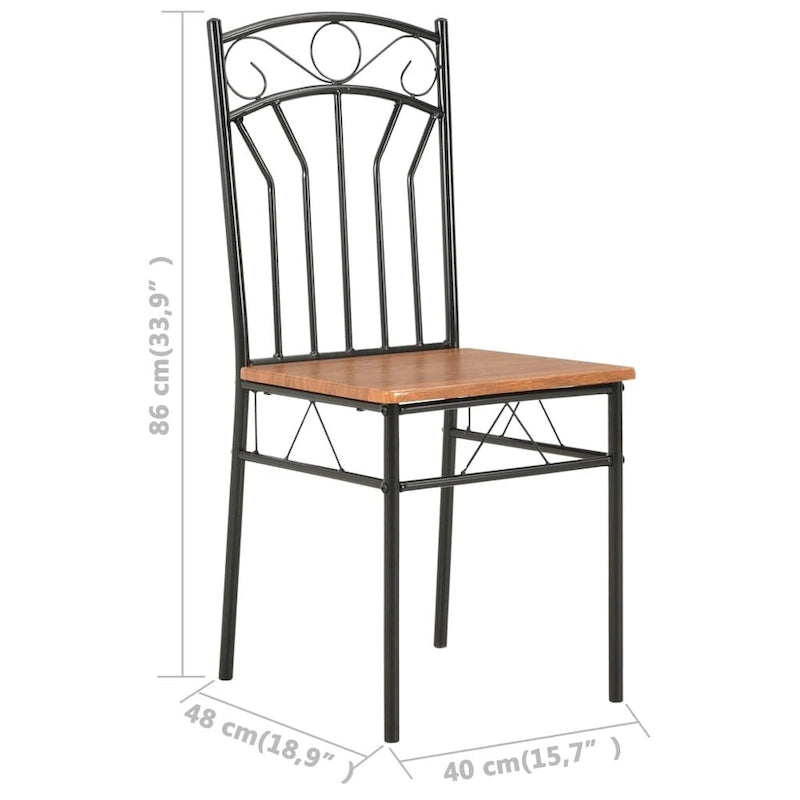Sedie da pranzo set da 2, MDF marrone