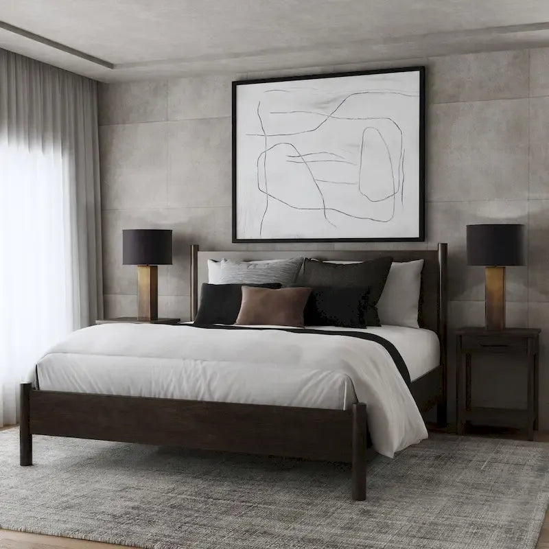 Letto a piattaforma con gambe arrotondate