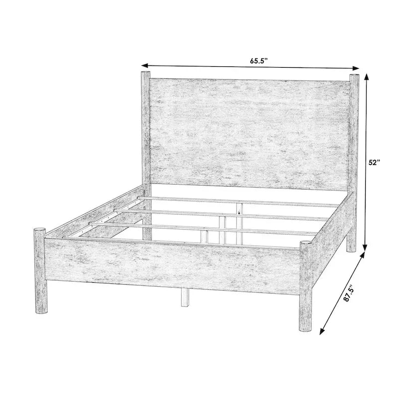 Letto a piattaforma con gambe arrotondate