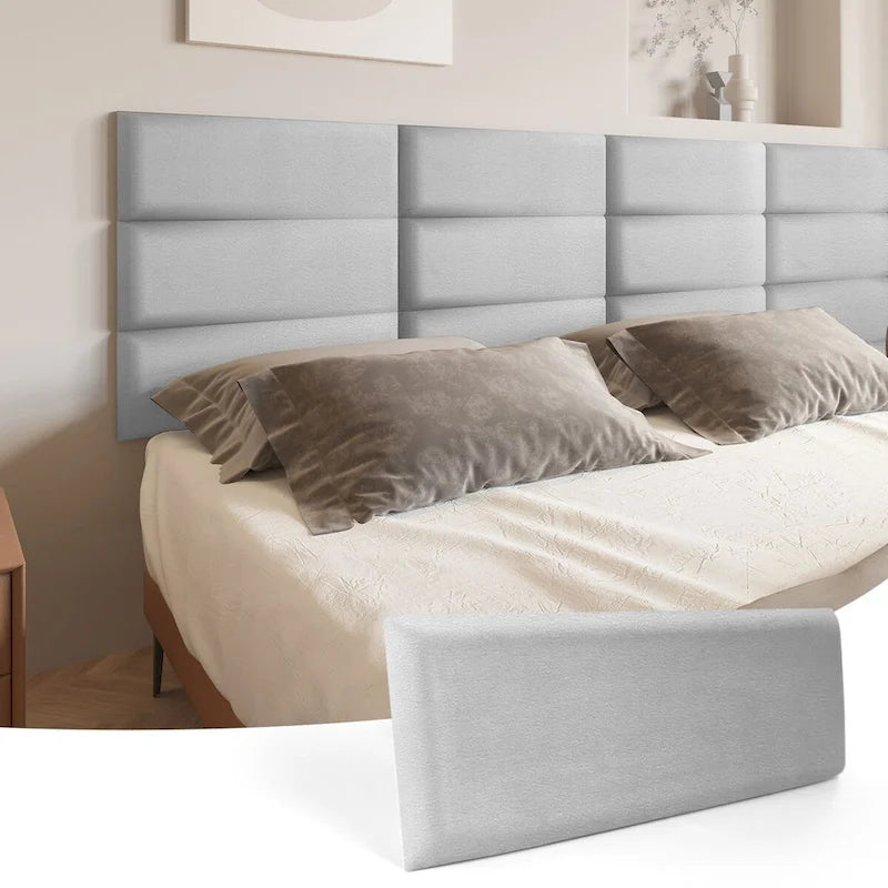 Art3d 9.84 x 23.62 Peel and Stick Headboard,Pack of 12, 3D Soundproof Wall Panels, Upholstered Wall Panel