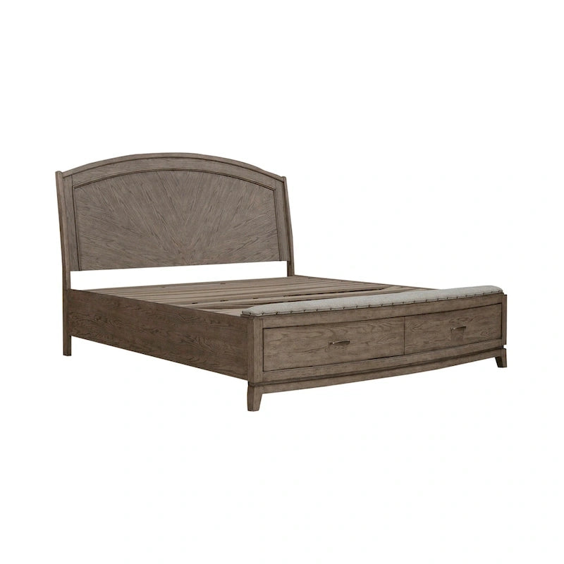 Letto contenitore in rovere color beige brunito - King o Queen