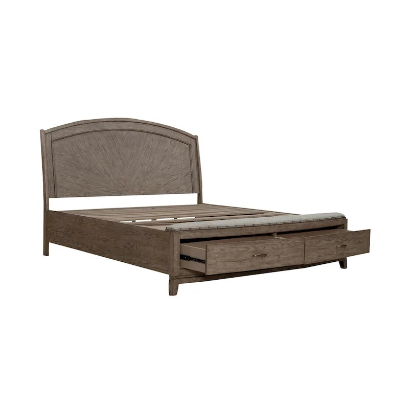 Letto contenitore in rovere color beige brunito - King o Queen