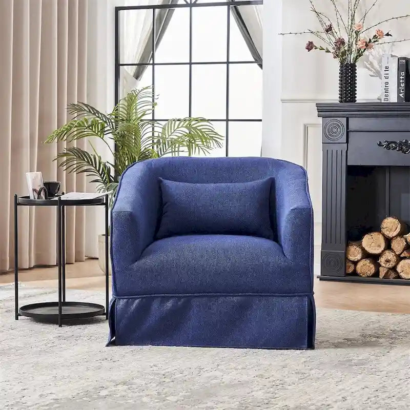 Poltrona girevole a barilotto con pouf
