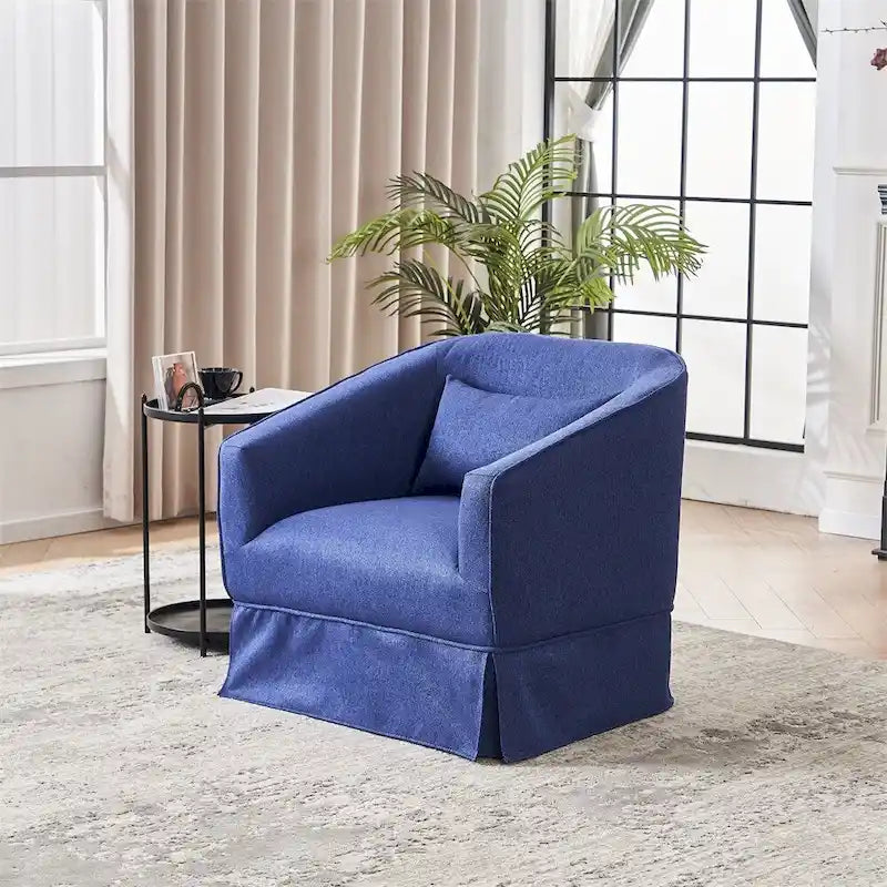 Poltrona girevole a barilotto con pouf