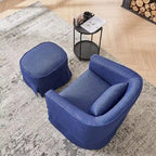 Poltrona girevole a barilotto con pouf