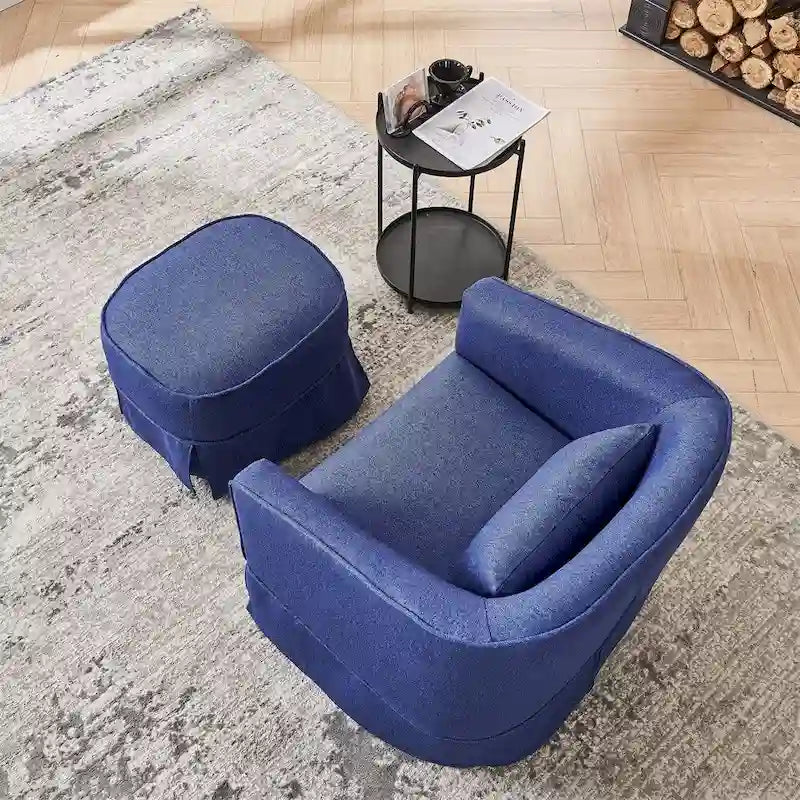 Poltrona girevole a barilotto con pouf