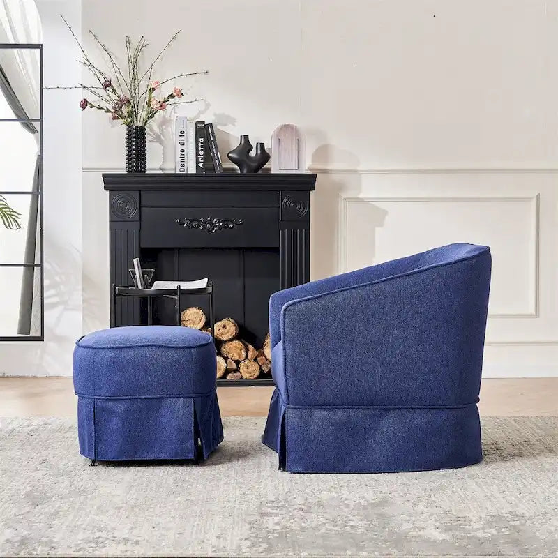 Poltrona girevole a barilotto con pouf