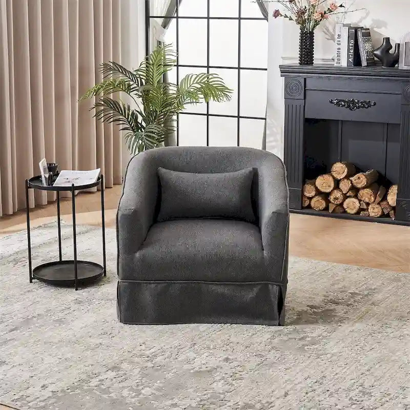 Poltrona girevole a barilotto con pouf