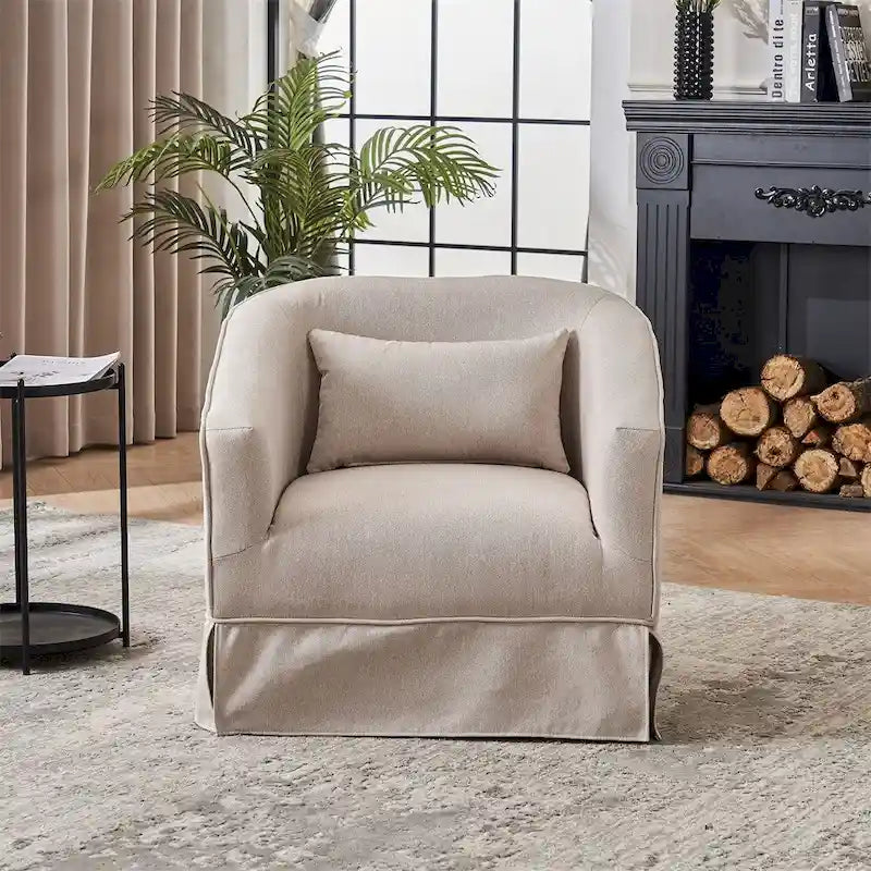 Poltrona girevole a barilotto con pouf