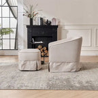 Poltrona girevole a barilotto con pouf