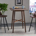Tavolo da pranzo alto con gambe in legno di hevea e piano laminato
