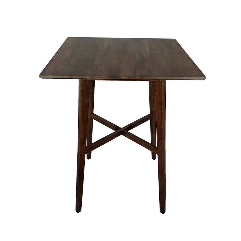Tavolo da pranzo alto con gambe in legno di hevea e piano laminato