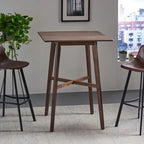 Tavolo da pranzo alto con gambe in legno di hevea e piano laminato