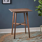 Tavolo da pranzo alto con gambe in legno di hevea e piano laminato