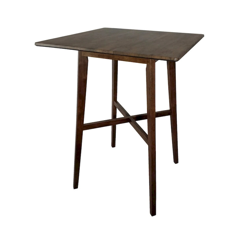 Tavolo da pranzo alto con gambe in legno di hevea e piano laminato