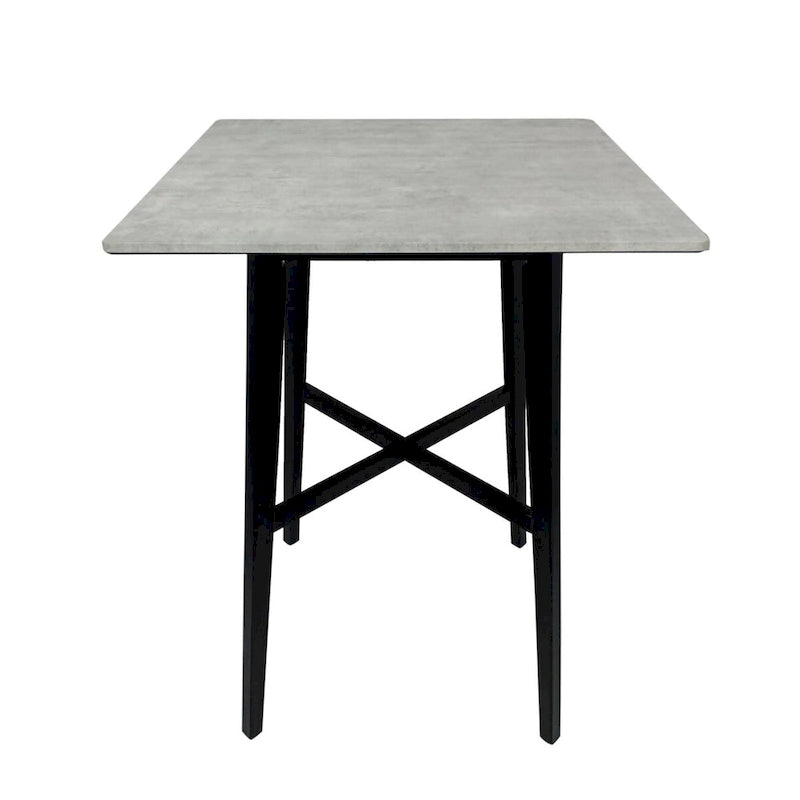 Tavolo da pranzo alto con gambe in legno di hevea e piano laminato
