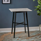 Tavolo da pranzo alto con gambe in legno di hevea e piano laminato