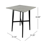 Tavolo da pranzo alto con gambe in legno di hevea e piano laminato