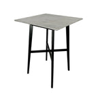 Tavolo da pranzo alto con gambe in legno di hevea e piano laminato
