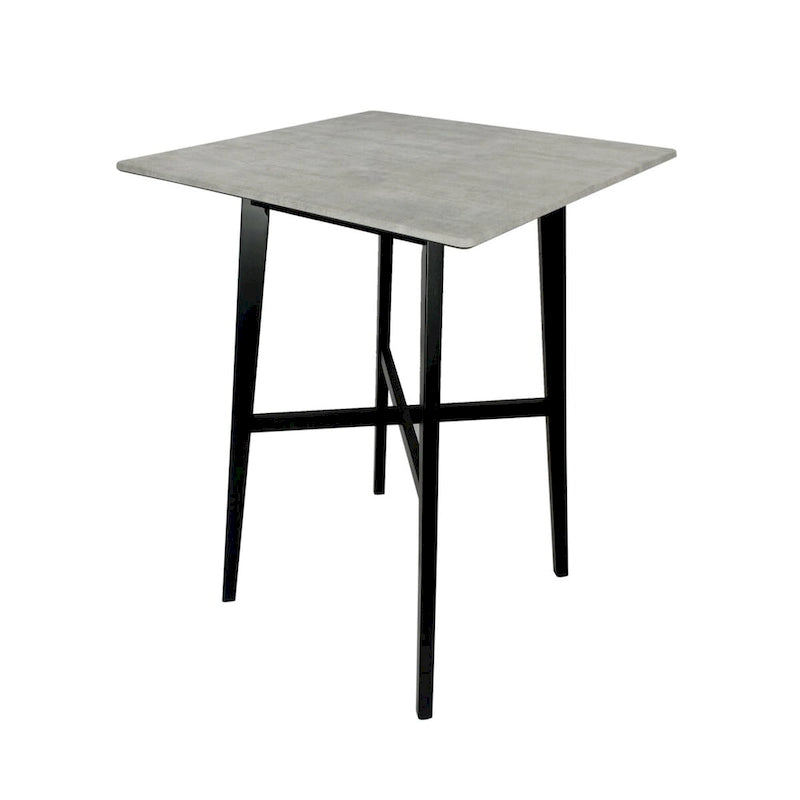 Tavolo da pranzo alto con gambe in legno di hevea e piano laminato