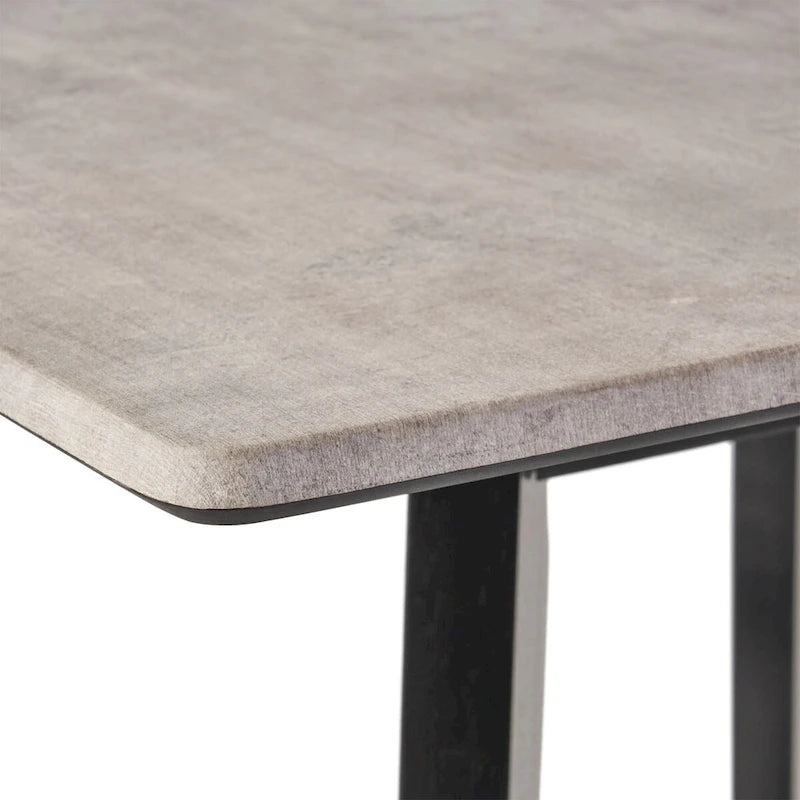 Tavolo da pranzo alto con gambe in legno di hevea e piano laminato