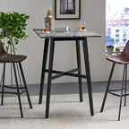 Tavolo da pranzo alto con gambe in legno di hevea e piano laminato