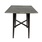 Tavolo da pranzo alto con gambe in legno di hevea e piano laminato