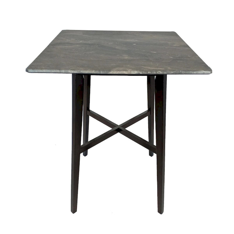 Tavolo da pranzo alto con gambe in legno di hevea e piano laminato