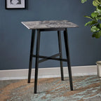 Tavolo da pranzo alto con gambe in legno di hevea e piano laminato