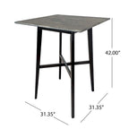Tavolo da pranzo alto con gambe in legno di hevea e piano laminato