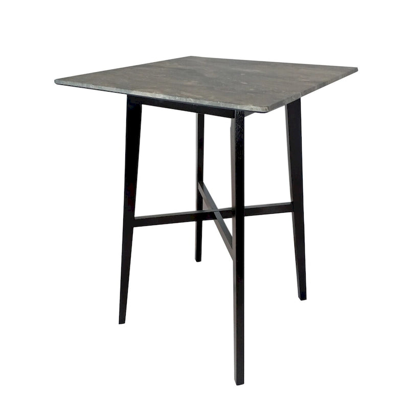 Tavolo da pranzo alto con gambe in legno di hevea e piano laminato