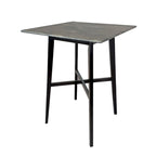 Tavolo da pranzo alto con gambe in legno di hevea e piano laminato