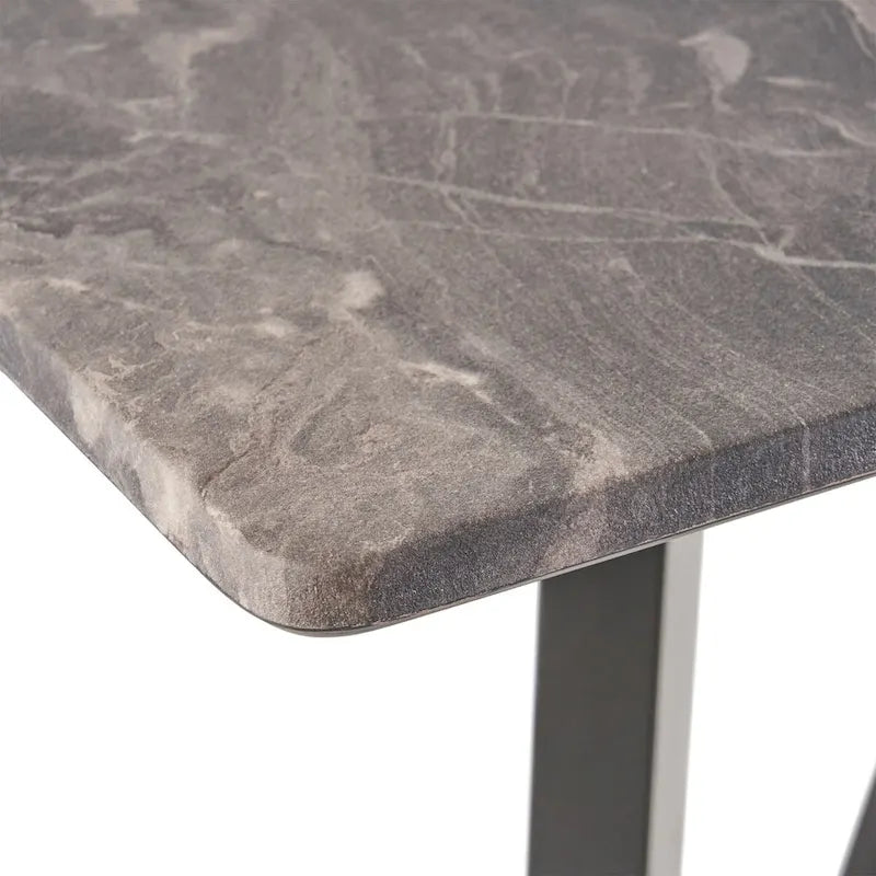 Tavolo da pranzo alto con gambe in legno di hevea e piano laminato