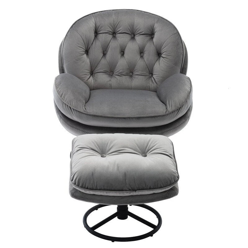 Poltrona d'accento in velluto con pouf