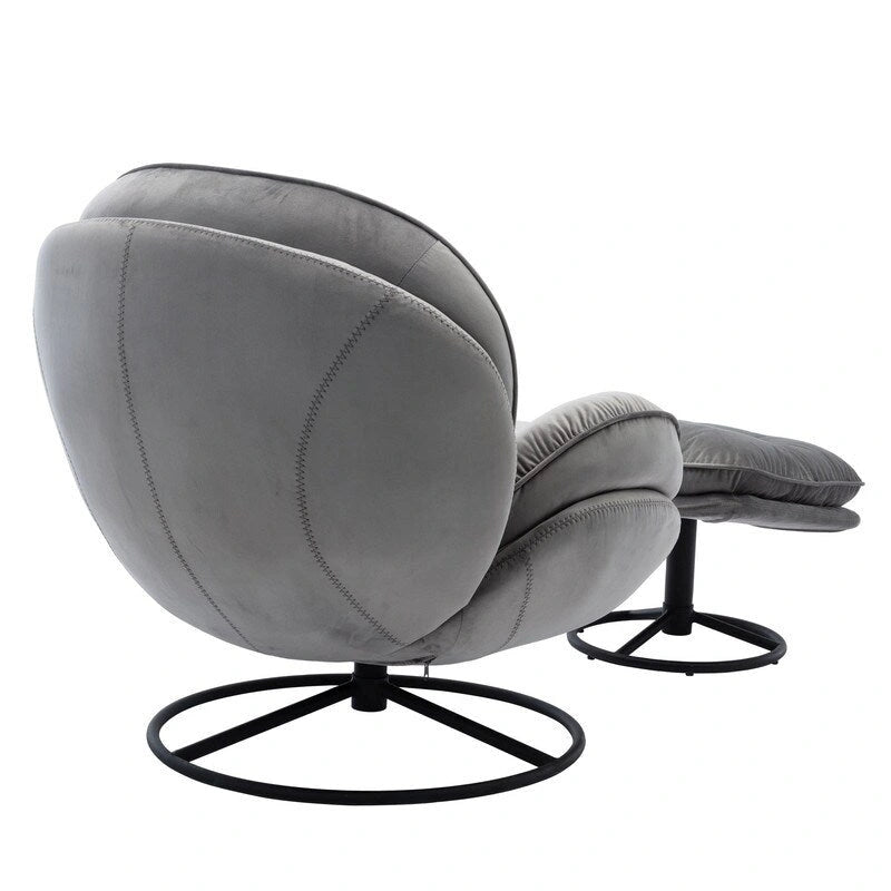 Poltrona d'accento in velluto con pouf