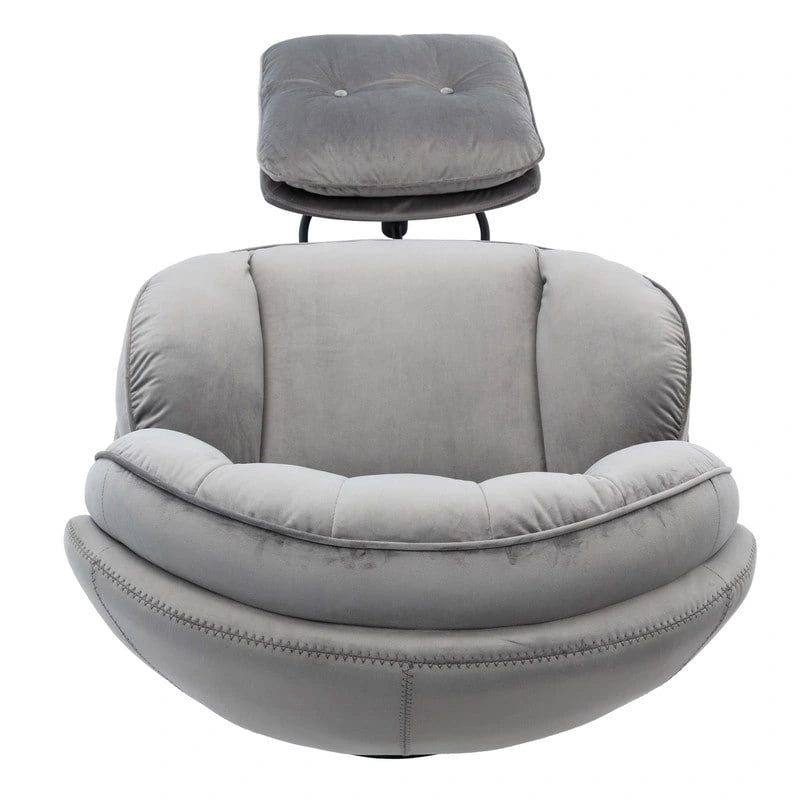 Poltrona d'accento in velluto con pouf