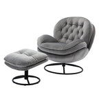 Poltrona d'accento in velluto con pouf