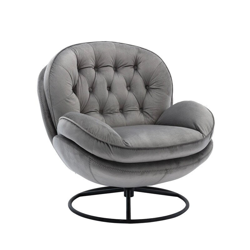 Poltrona d'accento in velluto con pouf