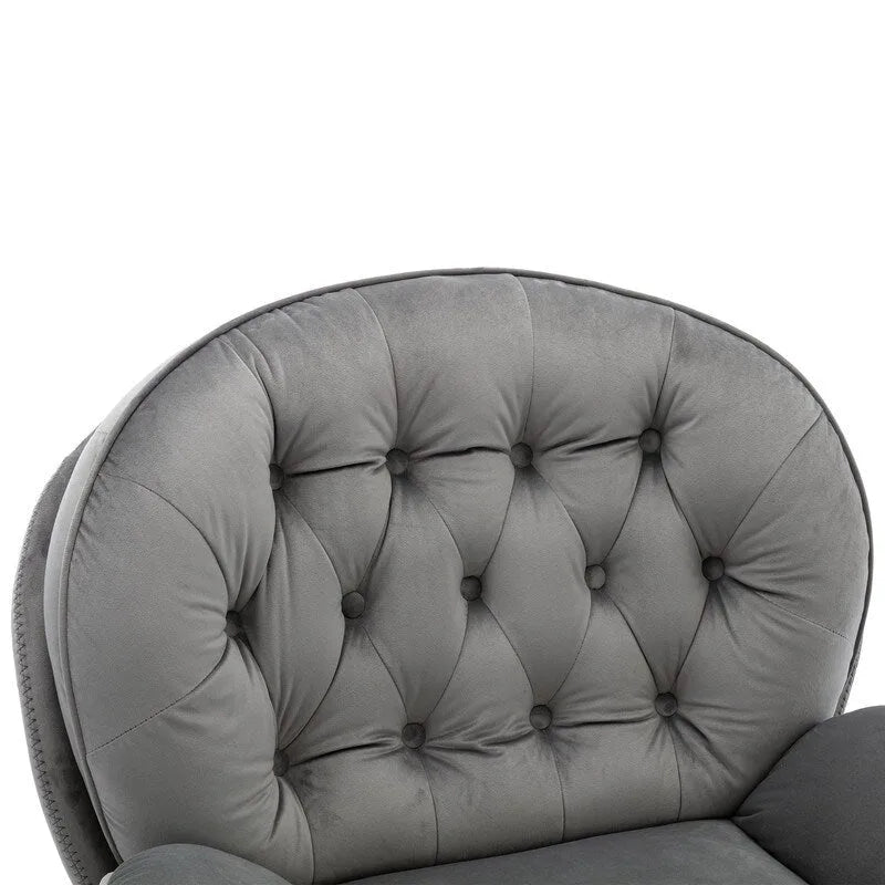 Poltrona d'accento in velluto con pouf