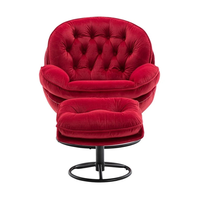 Poltrona d'accento in velluto con pouf