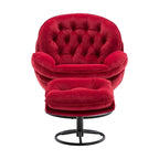 Poltrona d'accento in velluto con pouf
