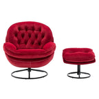 Poltrona d'accento in velluto con pouf