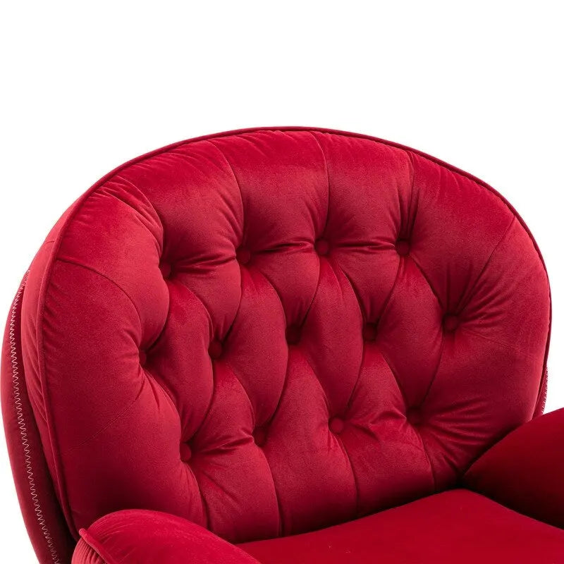 Poltrona d'accento in velluto con pouf