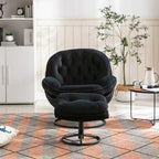 Poltrona d'accento in velluto con pouf