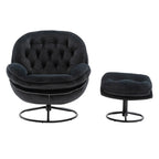 Poltrona d'accento in velluto con pouf